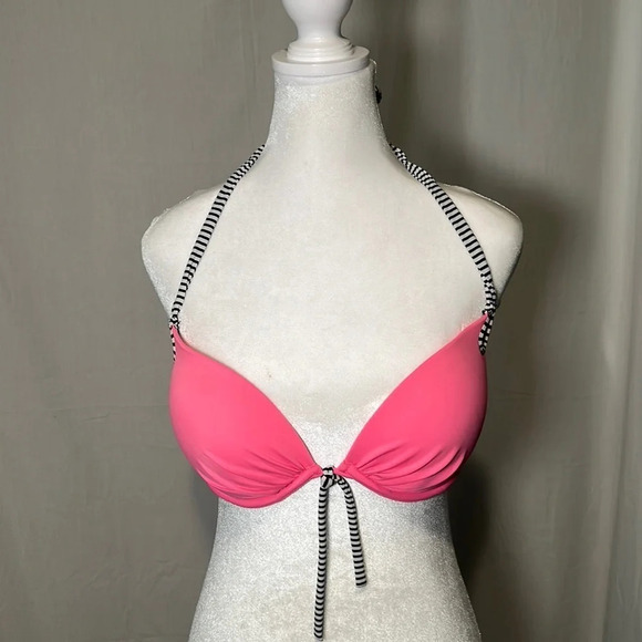 Victoria’s Secret pink black & white bikini top size 34D - Picture 1 of 3